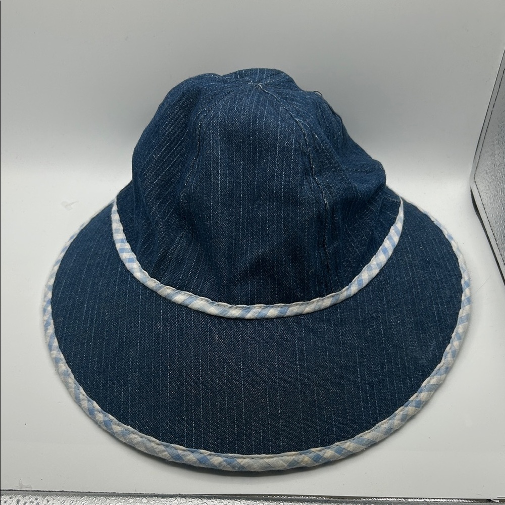 Women's Dark Blue Denim Sun Hat with Contrast Trim